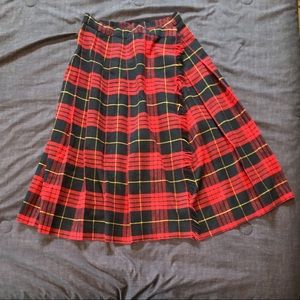 Bobbie Brooks Red Plaid Pleated Midi Wrap Skirt Size XS